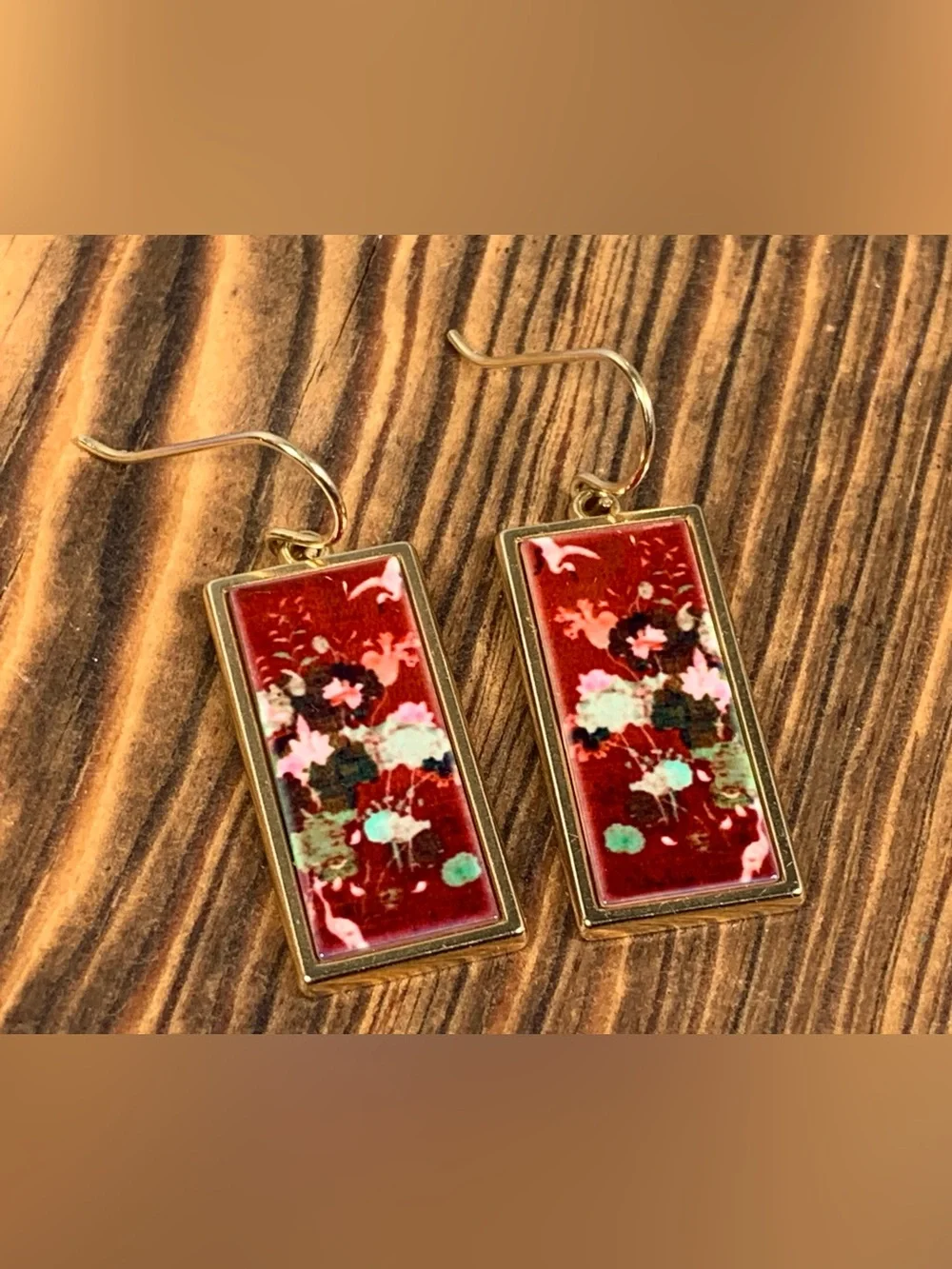 Lovell Designs Kenneth Kantro Tapestry Panel Drop Earrings Signed